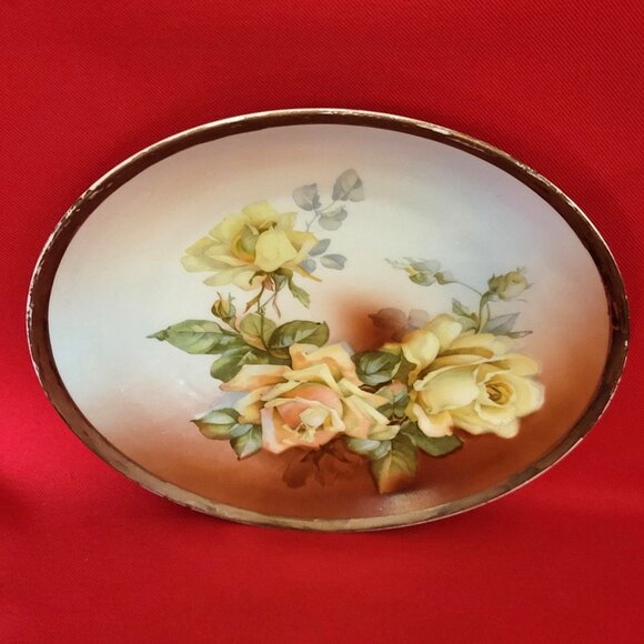 Vintage BP Wurttemberg Gold Rim Yellow Roses Decorative Porcelain Plate - Picture 4 of 11
